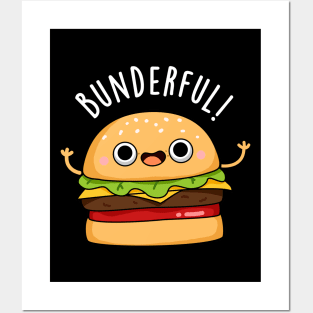Bunderful Cute Burger Bun Pun Posters and Art